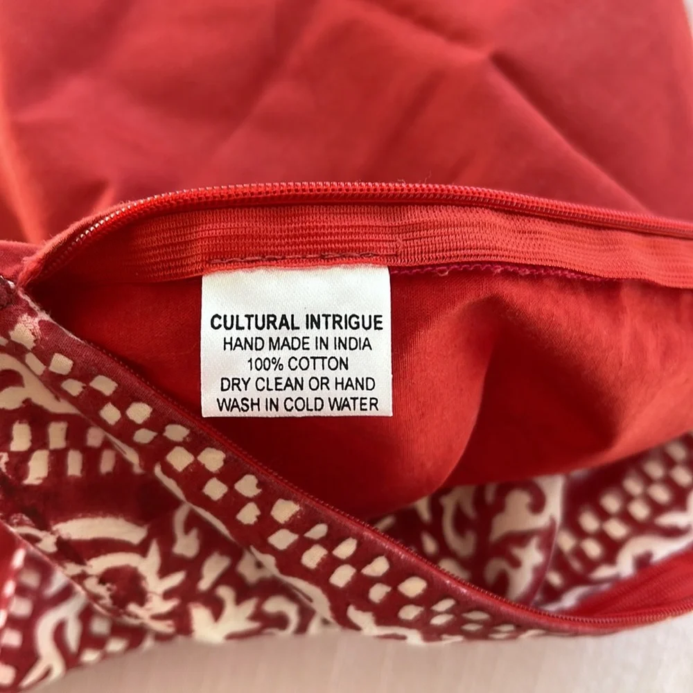 Handmade 100% Cotton red & white Pillow Cover